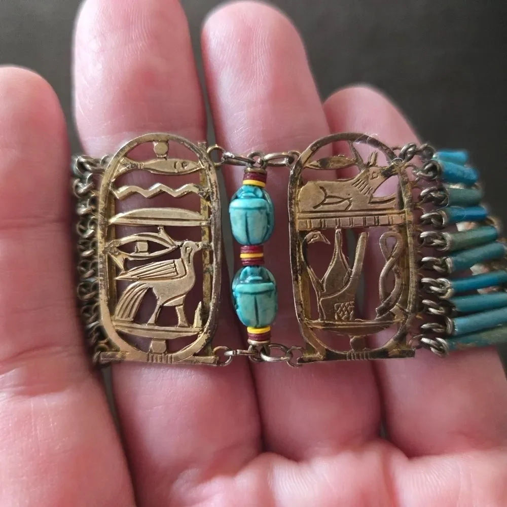 Egyptian Revival Faience Bracelet Vintage 30/40s - Picture 16 of 16